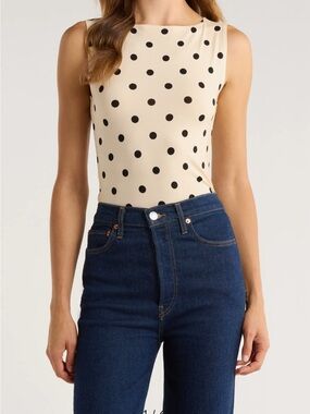 Reformation Dusk Stretch Knit Top - Sundae Dot - Only worn once!